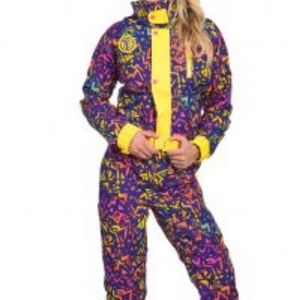 Tipsy Elves Retro Confetti Ski Suit Neon